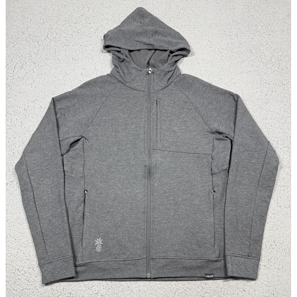 Cariloha‎ Hoodie Mens Medium Gray Full Zip Bamboo Knit Stretch Hooded Jacket